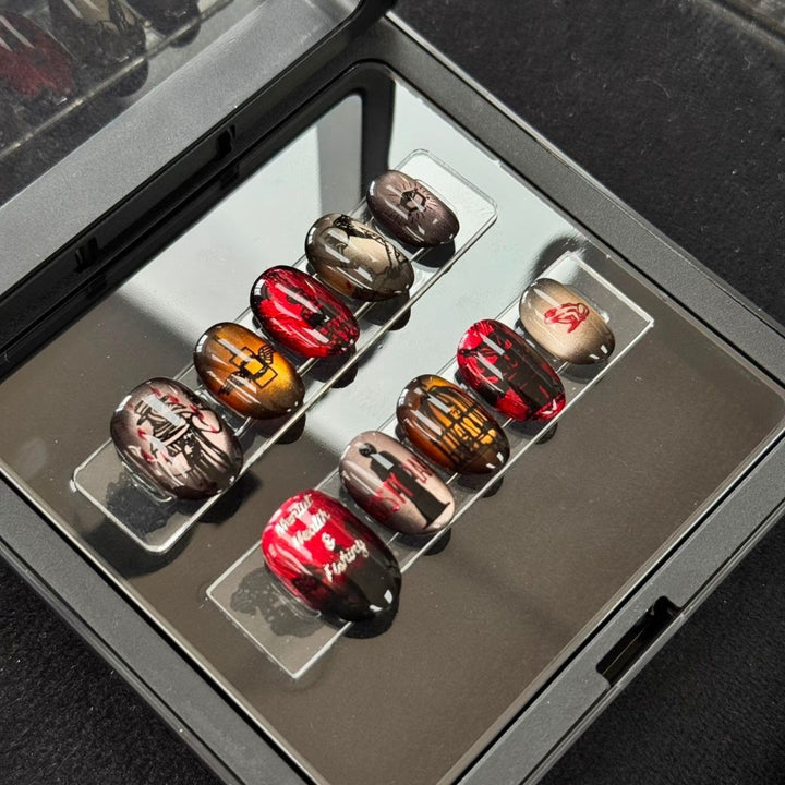 Künstlerisches Kaffee-inspiriertes Press-On Nagelkunst Set Karnz