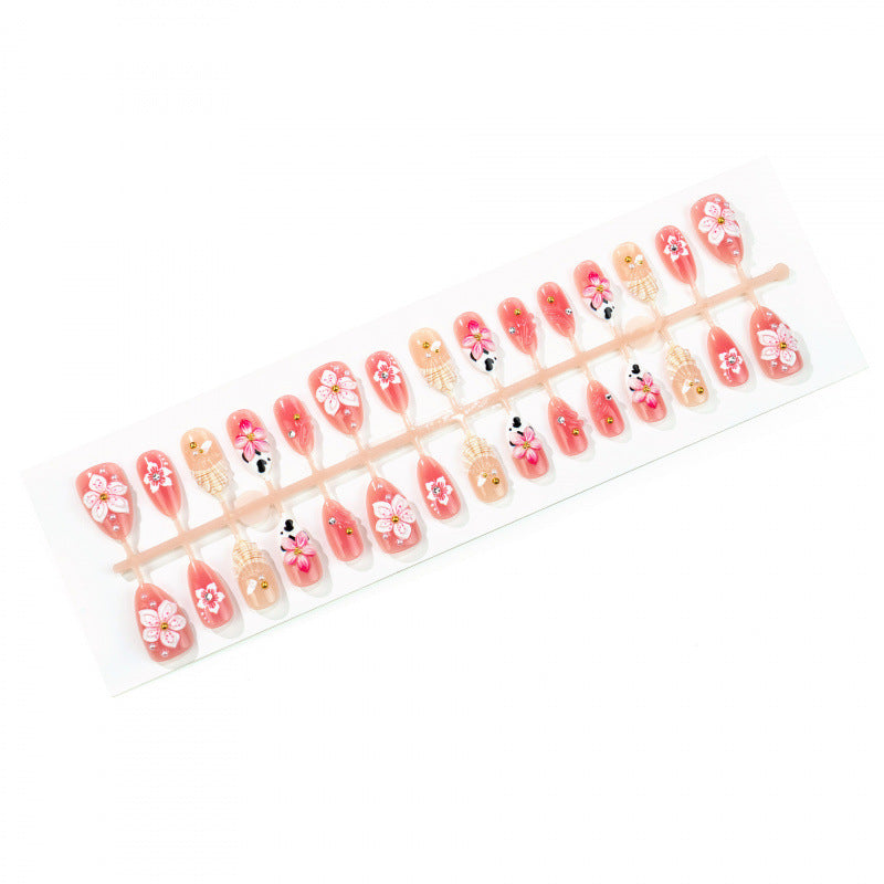 Blumenmuster 3D Press-On Nagelkunstset