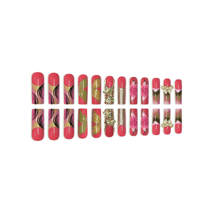 Künstlerisches florales Press-On-Nagelset Karnz