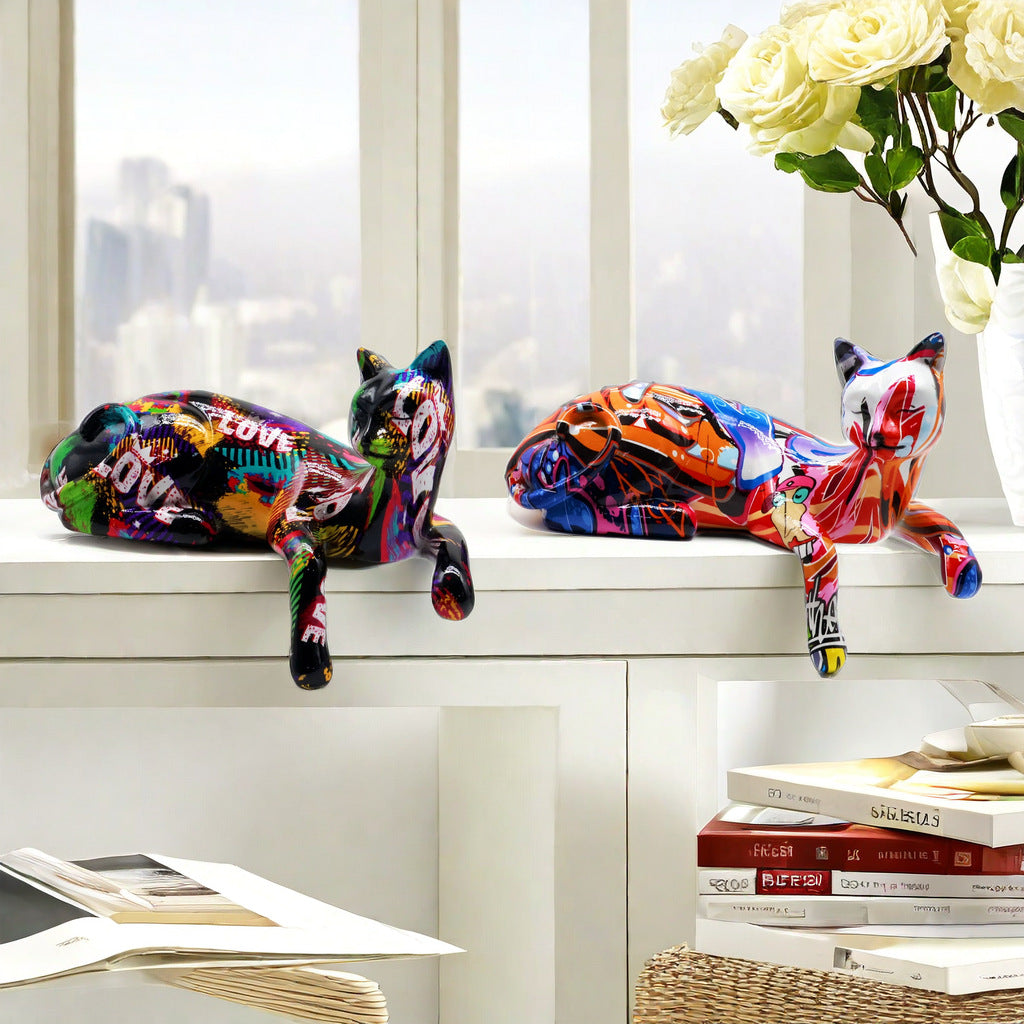 Bunte Katzen Skulptur Karnz
