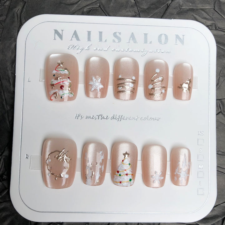 Festliches winterliches Press-On-Nagelset