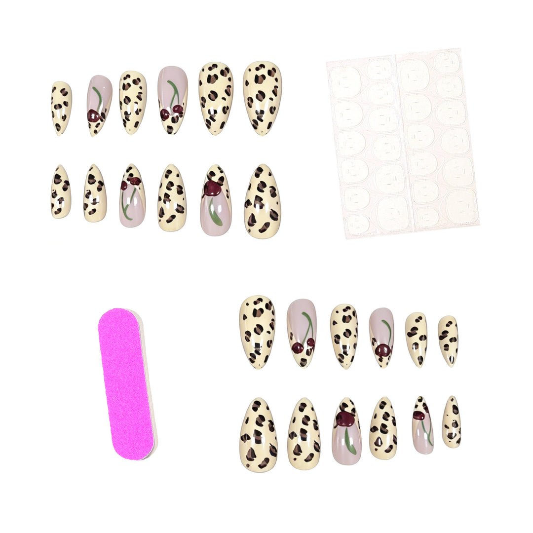 Künstlerische Leopard-Print Press-On Nagelerweiterungen Karnz