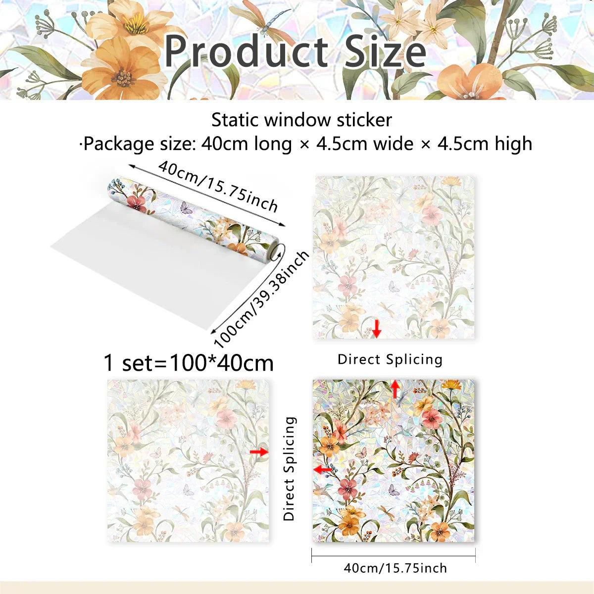 Karnz | 💐 Buntes Blumengeschenk Fensteraufkleber 🖼️ (Entfernbare ohne Rückstände)
