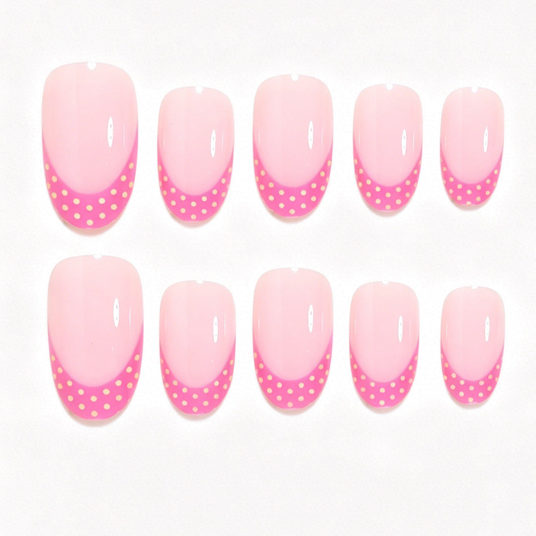 Künstlerisches Polka-Dot-Französisch-Spitzen-Nagelset Karnz