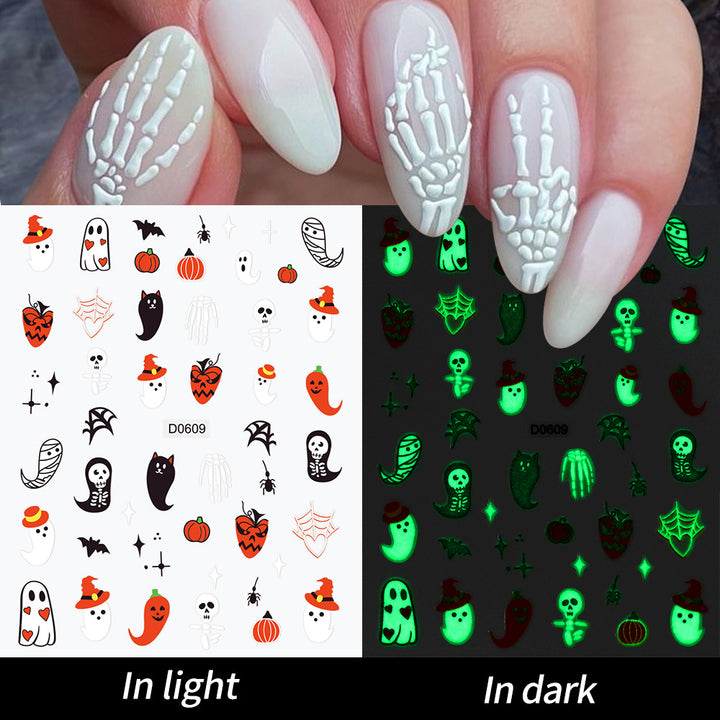 Leuchtende Geister-Nagelkunst Aufkleber Set