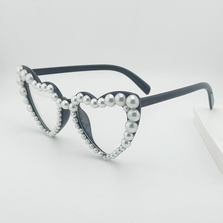 Herzförmige, perlenverzierte Sonnenbrille Karnz
