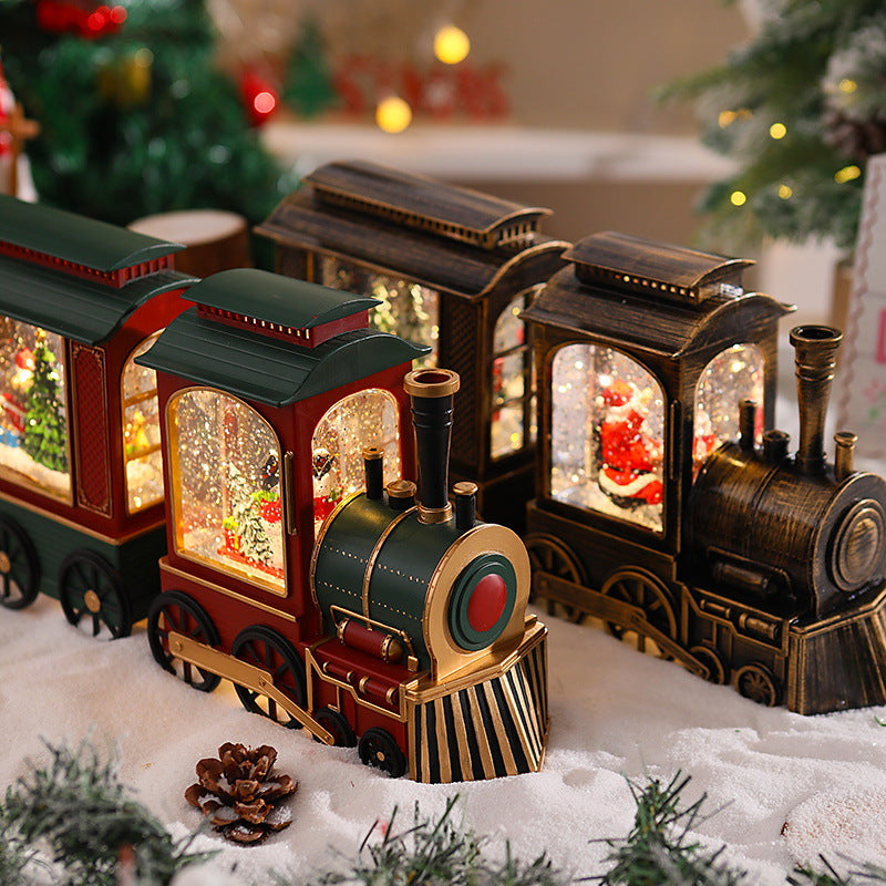 Nostalgische Weihnachtszug-Laterne mit beweglichem Weihnachtsmann Karnz