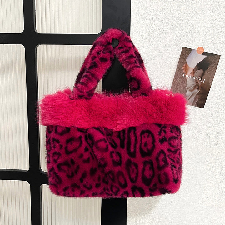 Luxus Kunstpelz Leoparddruck Handtasche