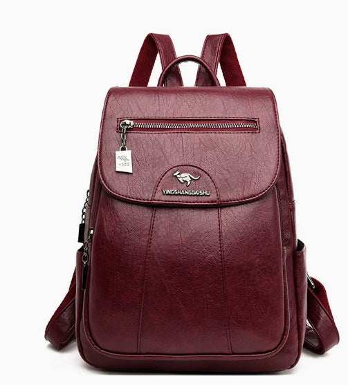 Stylischer Mehrfach-Taschen Leder-Rucksack Karnz