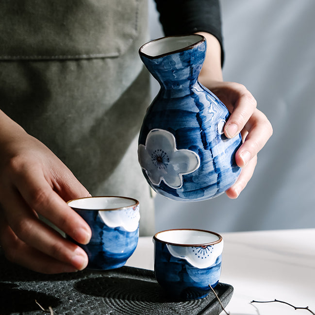 Japanische Sakura Handgefertigte Keramische Sake-Sets | Karnz
