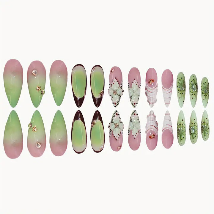 Dekorative 3D Schmetterling-Themen Press-On Nagelkunst Karnz