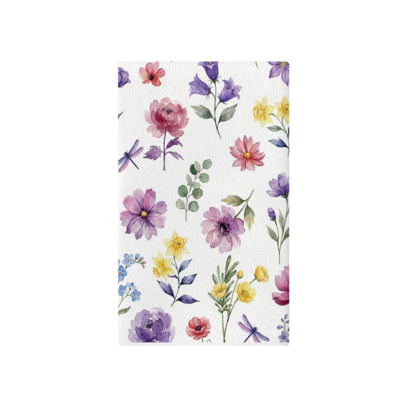 Dekorativer Baumwoll-Leinen Küchentuch mit Aquarell-Wildblumen- und Kolibri-Druck
