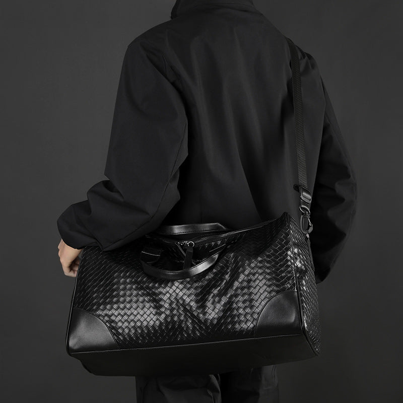 Luxuriöse Gewebte Leder Wochenend Reisel Tasche Karnz