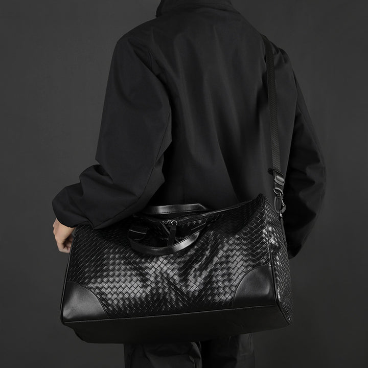 Luxuriöse Gewebte Leder Wochenend Reisel Tasche Karnz