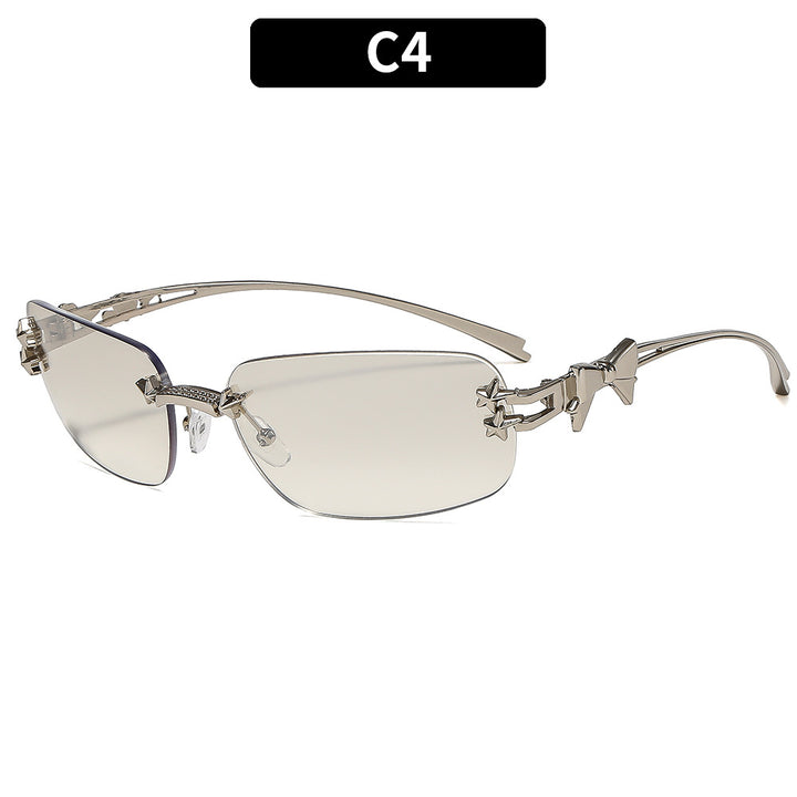 Modische Shield Sonnenbrille mit dekorativen Sternakzenten