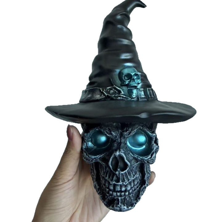 Dekorative Totenkopf mit Hexenhut Karnz