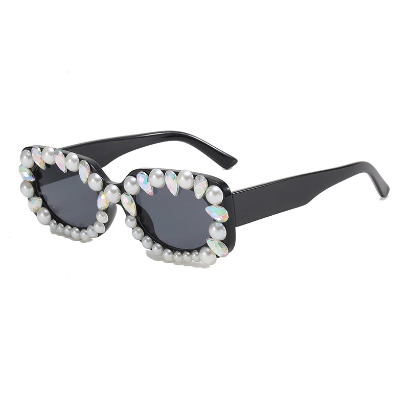 Damen elegante Sonnenbrille mit Perlenschmuck Karnz