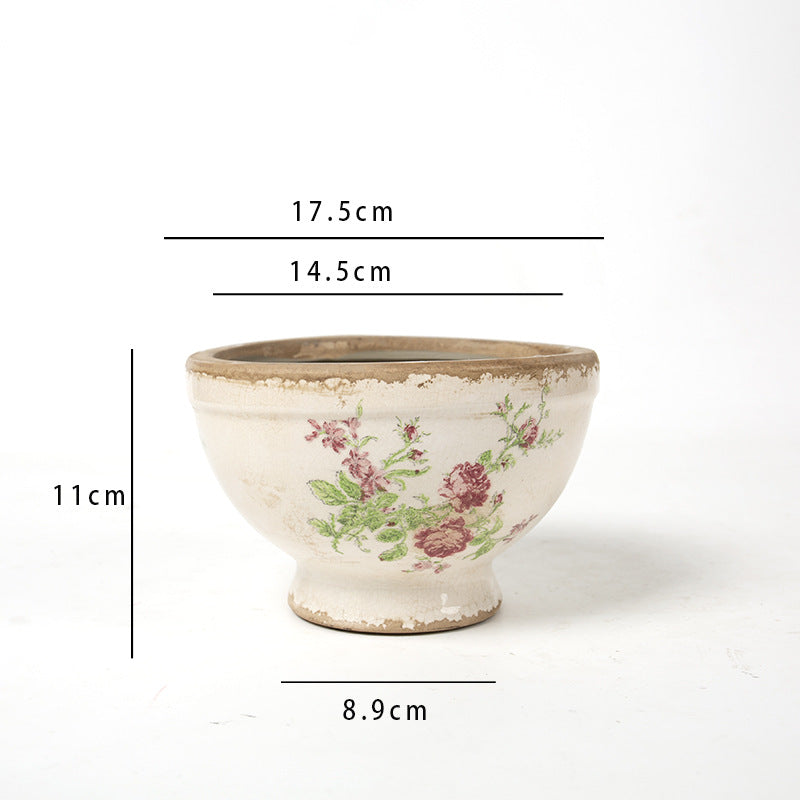 Florale Keramik Pflanzgefäß Karnz