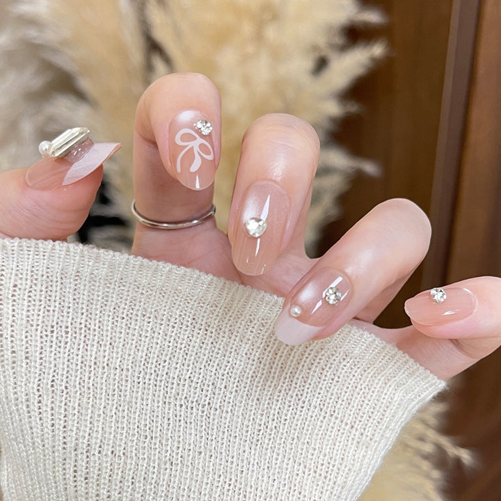 Elegante mit Strass verzierten Press-On Nägel Karnz