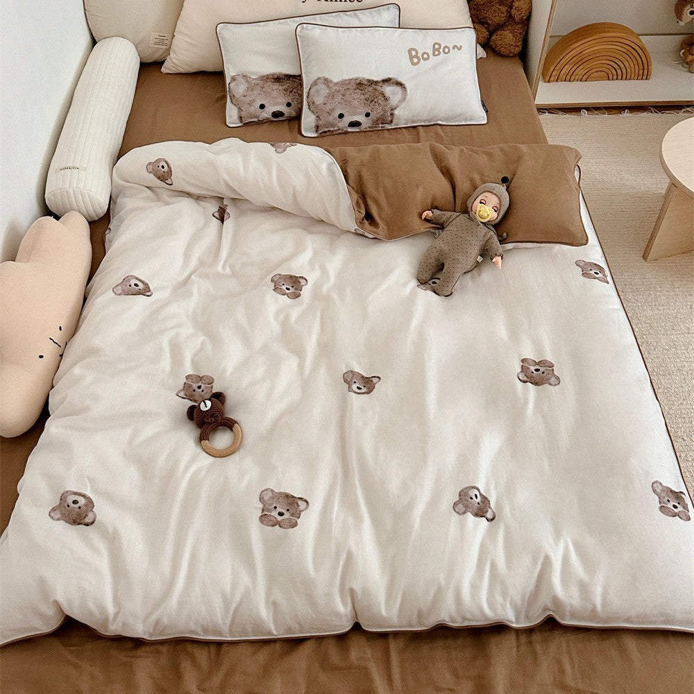 Wendbare Musselin-Kinderbettdecke mit Teddybären-Druck