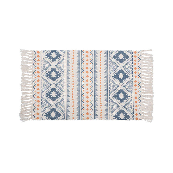 Handgewebter Baumwoll-Tischläufer mit Mandala-Jacquard und dekorativen Fransen