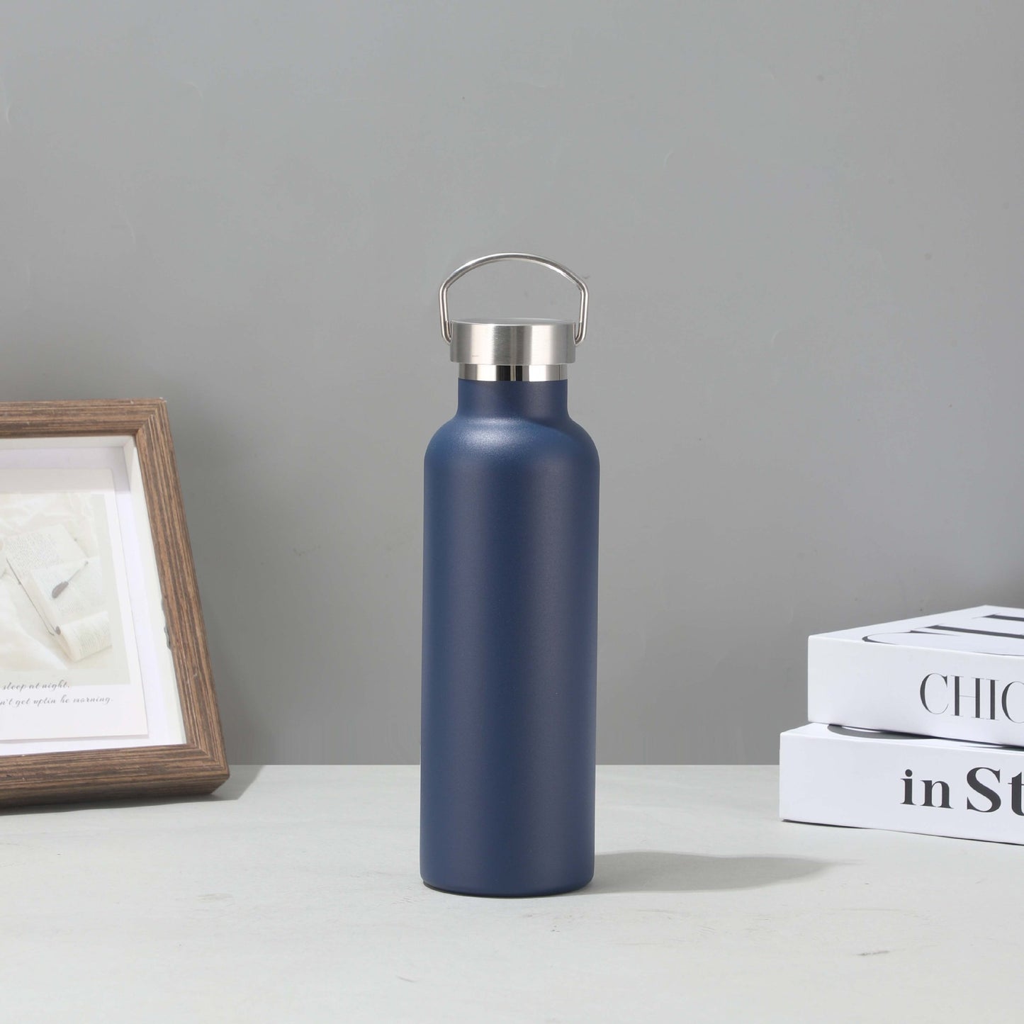 Damen edelstahl Isolier Trinkflasche mit nachhaltigem Bambusdeckel Karnz