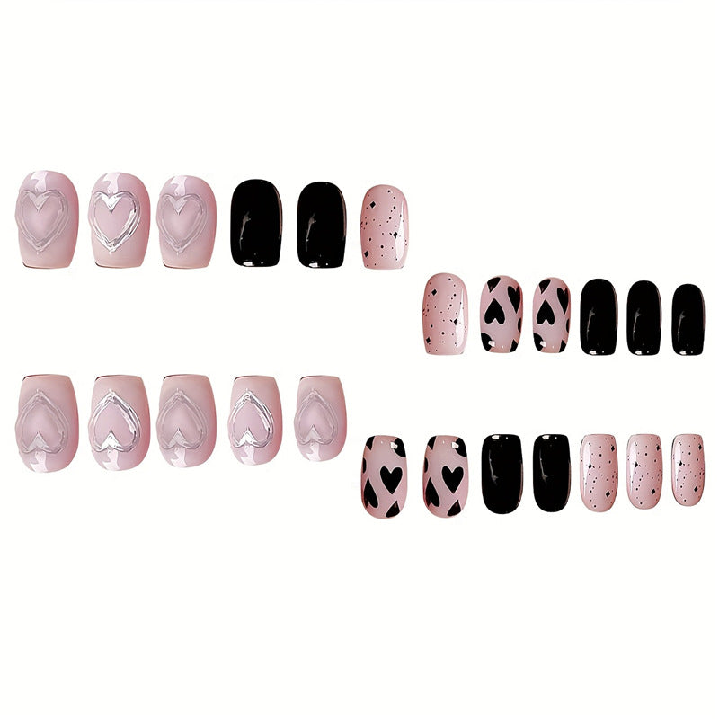 Künstlerisches Herz-Themen Press-On Nagelset Karnz