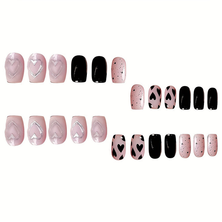 Künstlerisches Herz-Themen Press-On Nagelset Karnz