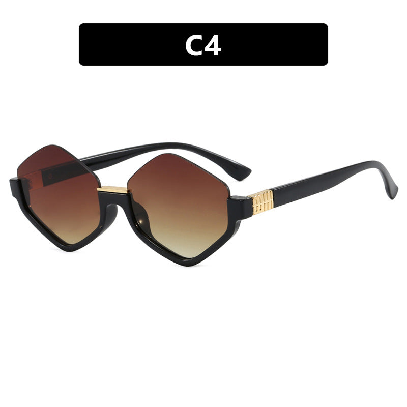 Damen modische Sonnenbrille mit trendy sechseckigem Rahmen und schützenden Gläsern Karnz