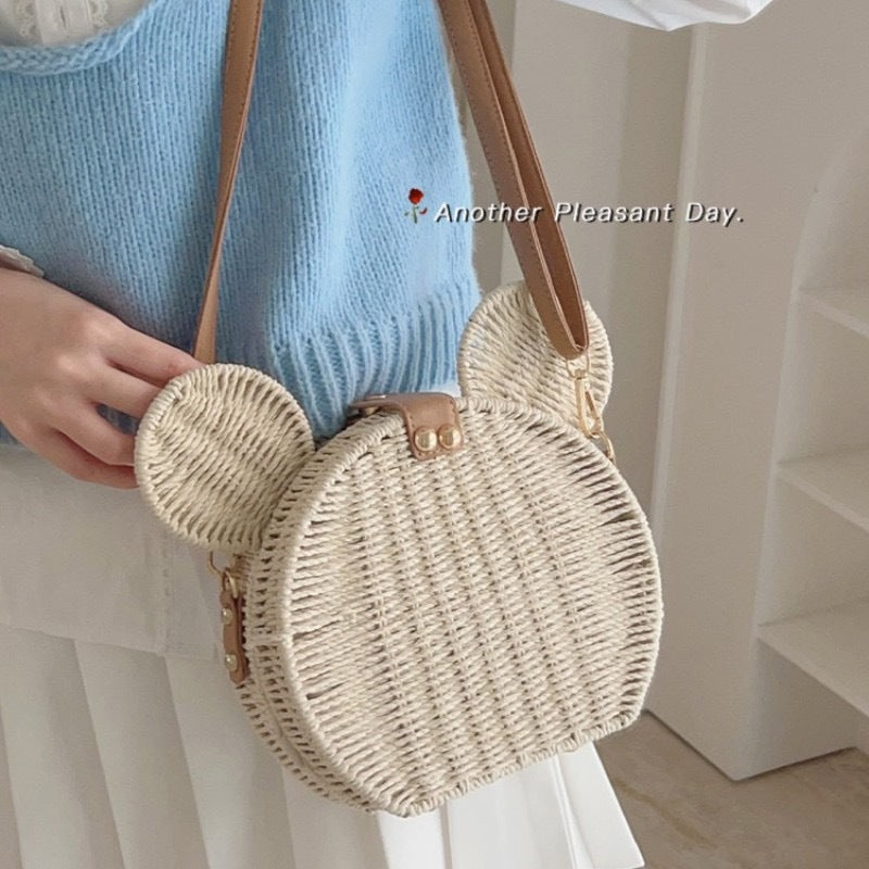 Damen Runder Korb mit Hasenohr Design Karnz