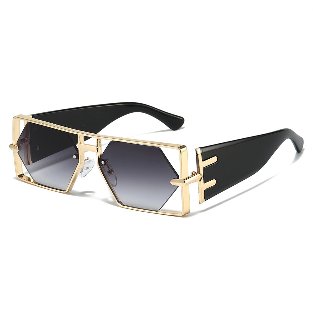 Geometrische Shield-Sonnenbrille mit hochwertigem Metallrahmen Karnz