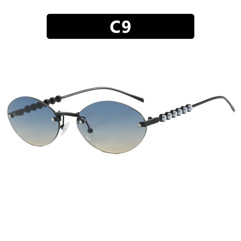 Damen stilvolle ovale Sonnenbrille mit eleganten Verzierungen Karnz