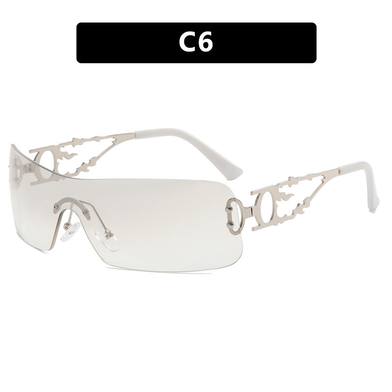 Damen futuristische Sonnenbrille mit hochmodernen Metallakzenten Karnz