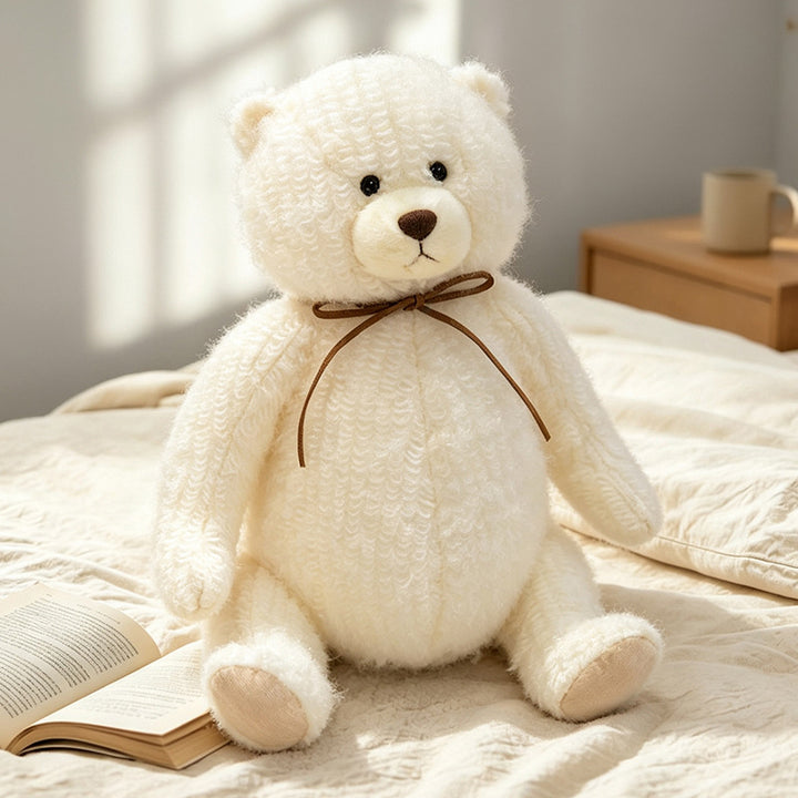 Plüsch Locken-Strick Sitzender Teddybär Dekoratives Stofftier Karnz