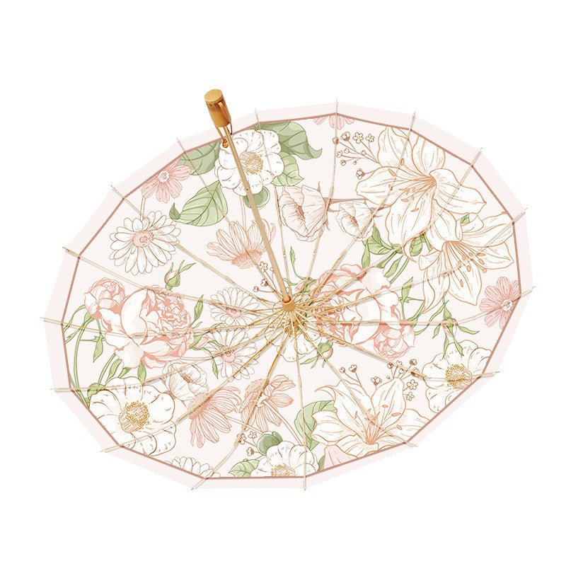 Damen eleganter Falt-Regenschirm mit floralen Mustern Karnz