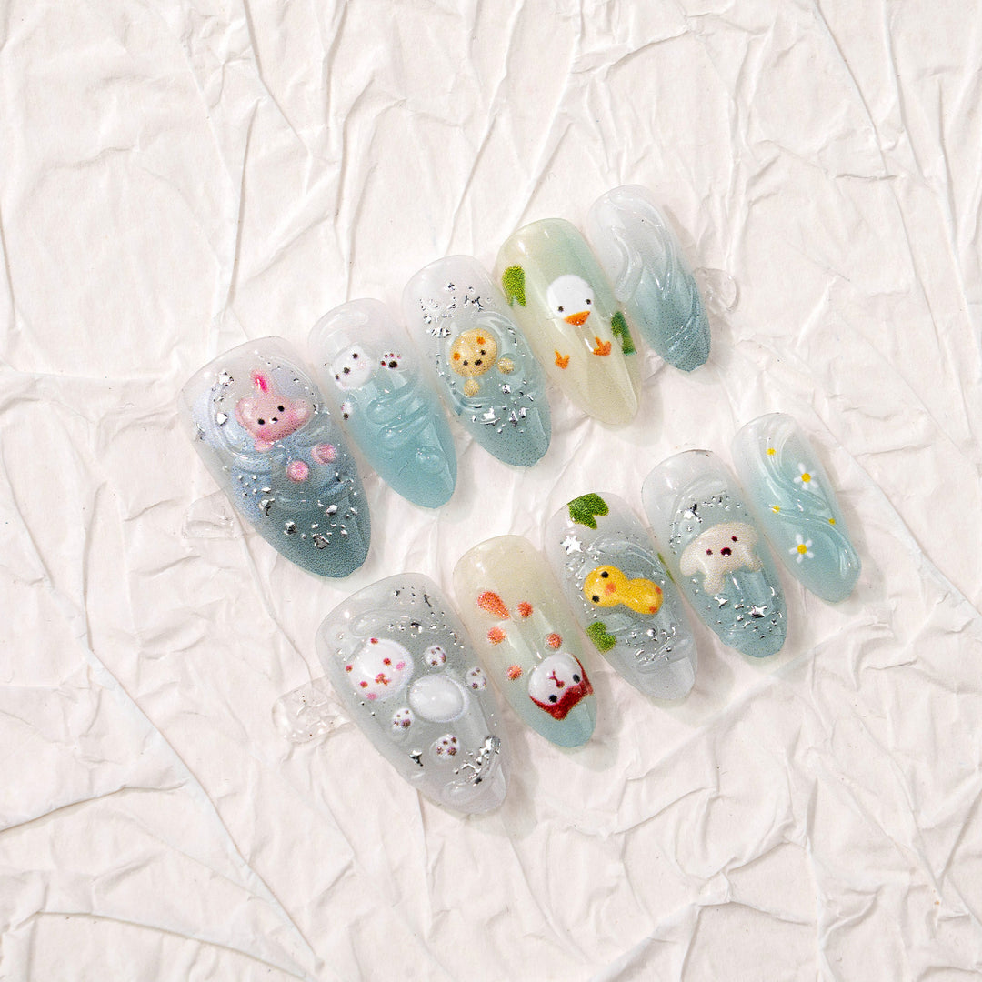 Verspielt 3D Tier-Themen Press-On Nagelkunst