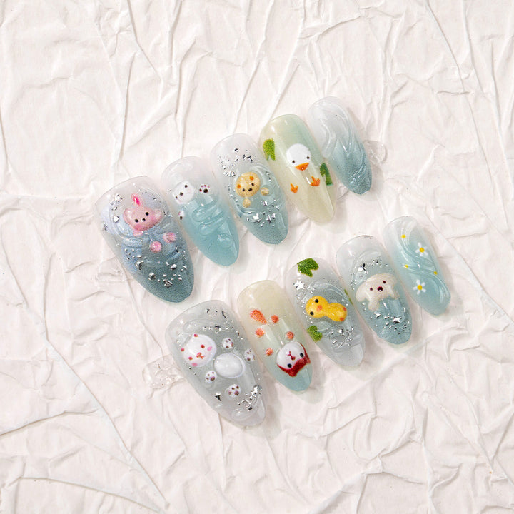 Verspielt 3D Tier-Themen Press-On Nagelkunst