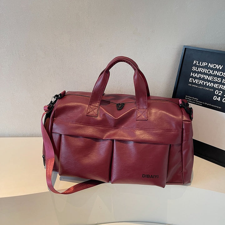 Stylische Leder Sport Duffel Tasche