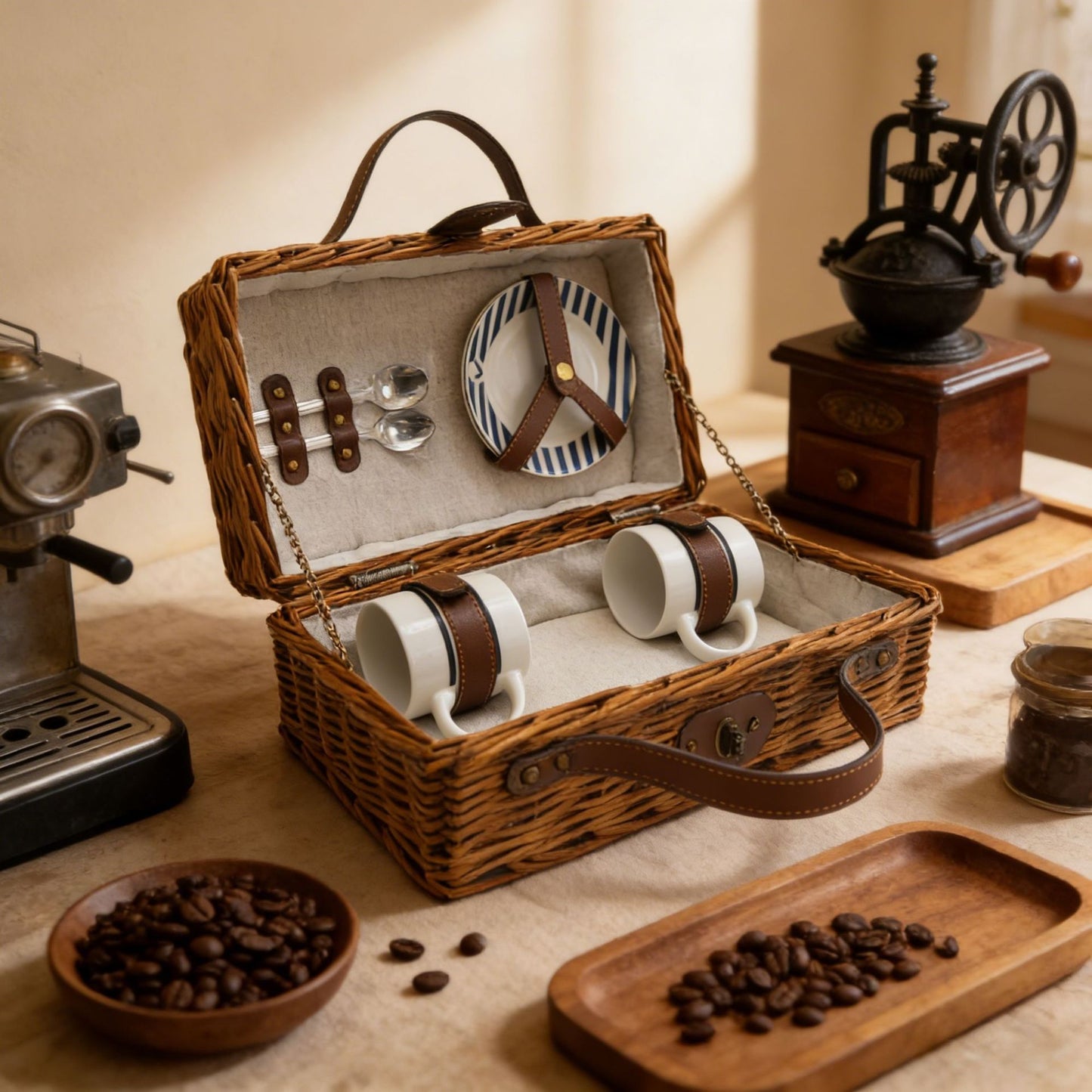 Damen Picknickkorb mit elegantem Innenfutter und sicherem Verschluss Karnz
