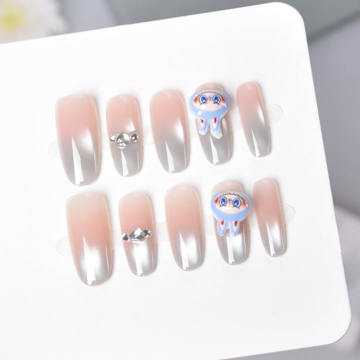 Premium Qualle-Themen Press-On Nail Set Karnz