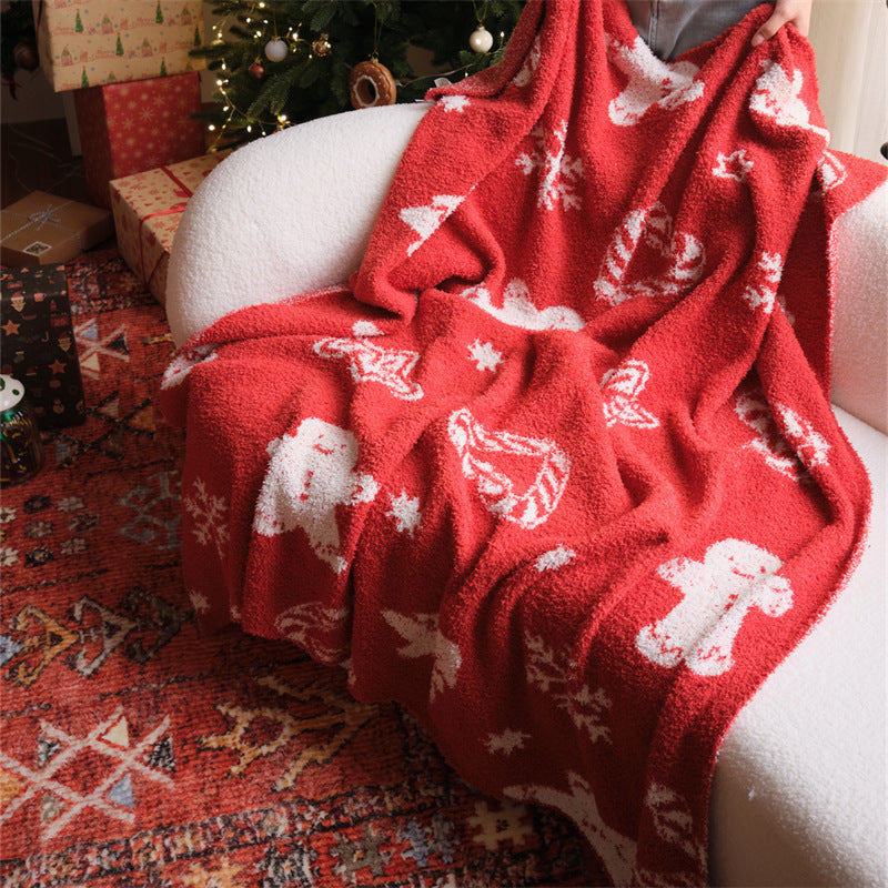 Kuschelige Weihnachts-Wohndecke mit Lebkuchen- und Rautenmuster