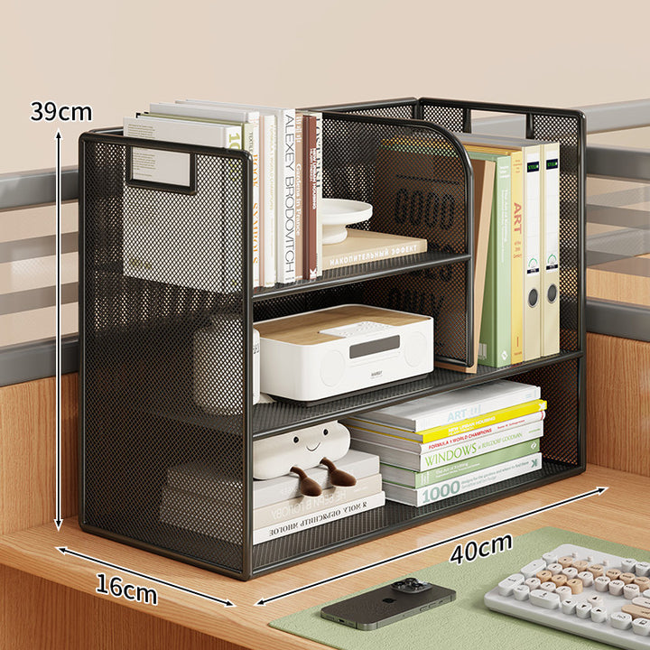 Mesh Desktop Open-Shelf Organizer mit integrierten Griffen und Trennwänden