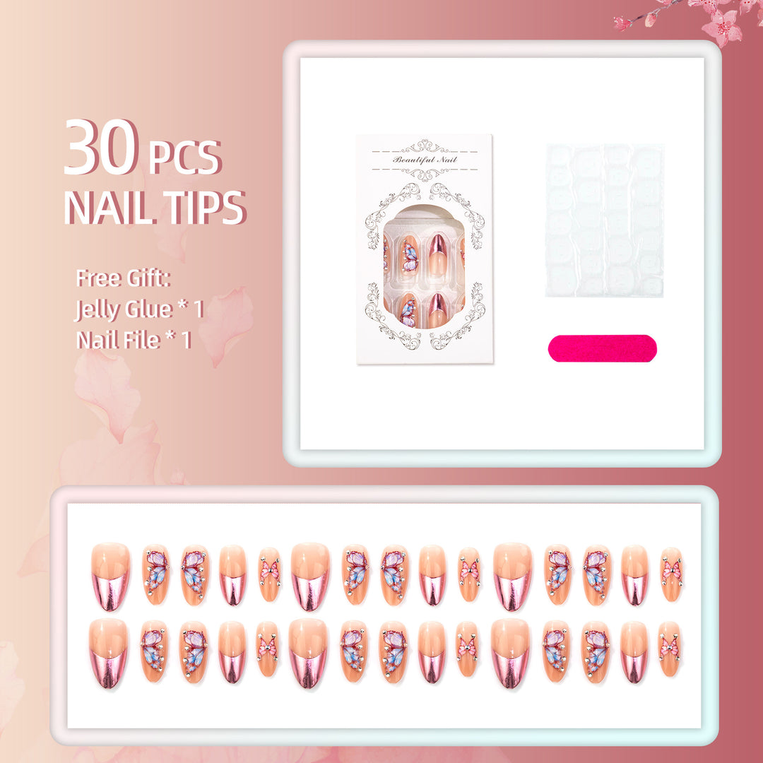 Dekoratives Schmetterlings-inspiriertes Press-On Nagelset