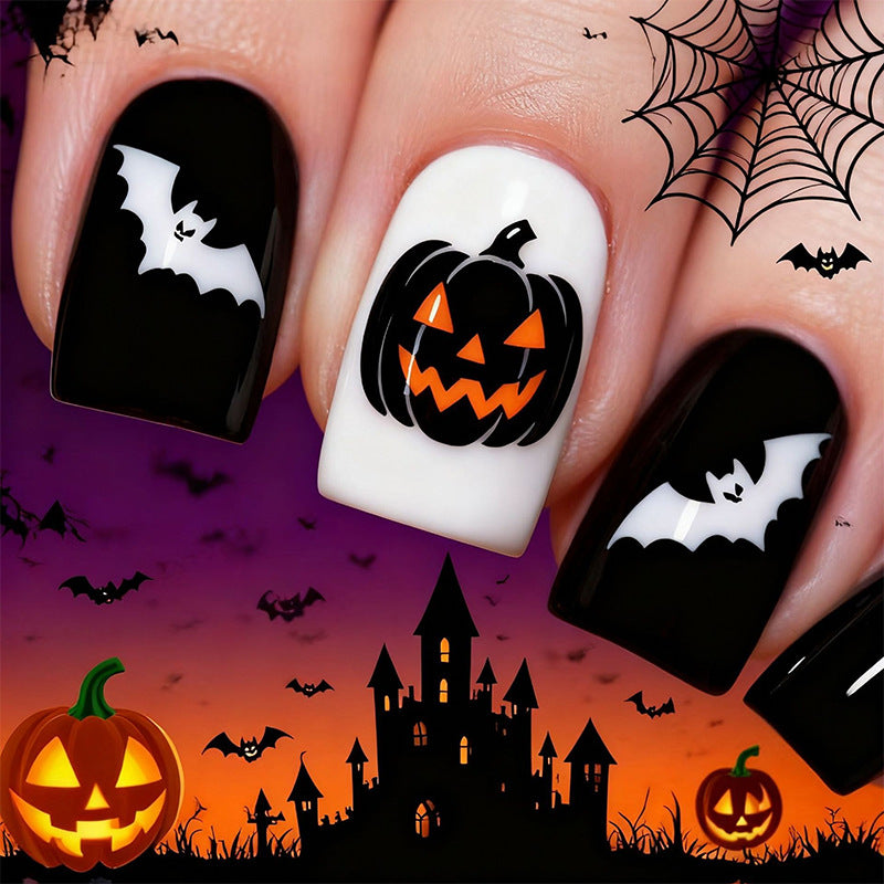 Halloween Kunstnägel mit Spinnen- und Kürbisdesign Karnz