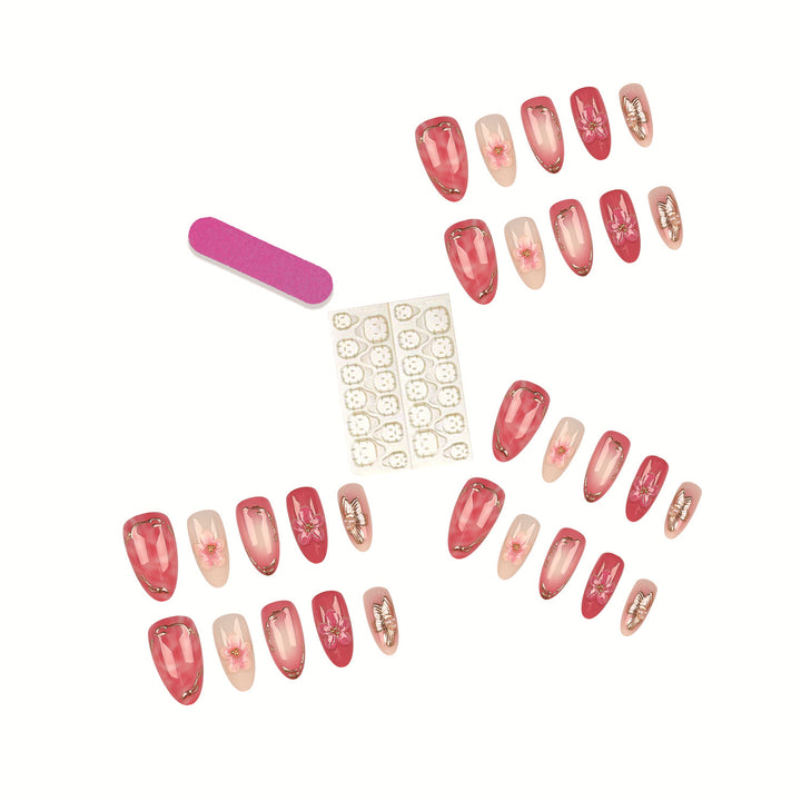 Blumeninspiriertes Press-On Nagelkunst