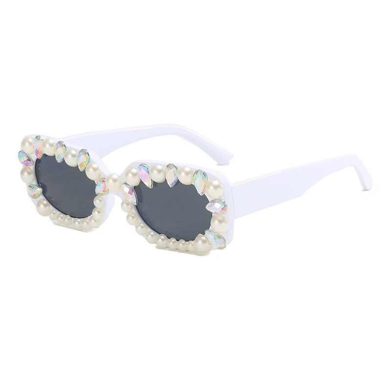 Damen elegante Sonnenbrille mit Perlenschmuck Karnz