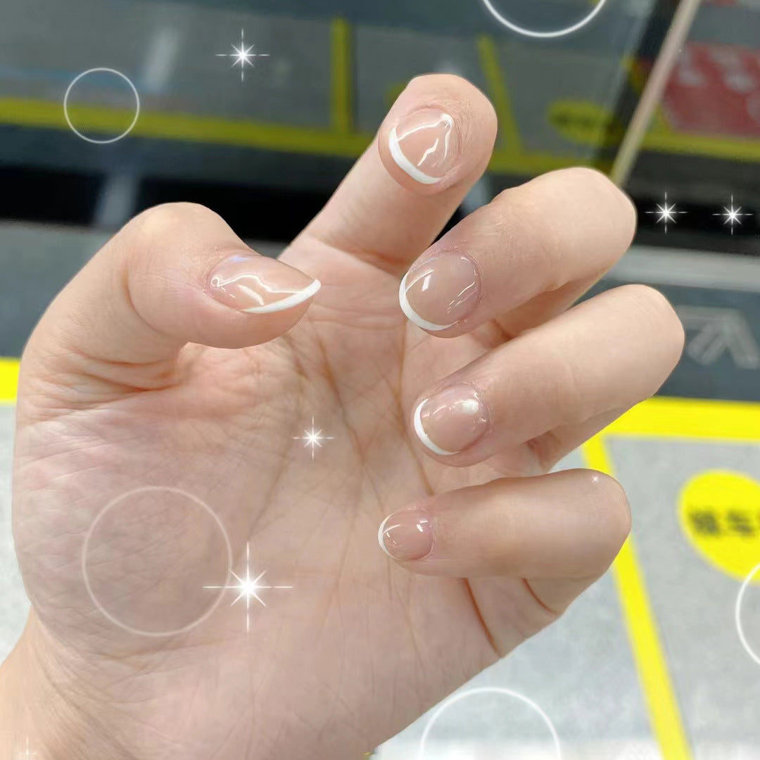 Elegante Französische Tip Gel Nagel Kunst Set