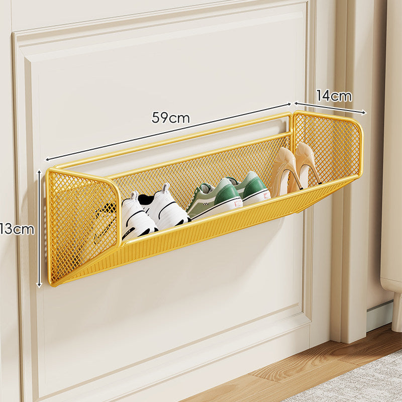 Wandmontierter Klappnetz-Schuhregal-Organizer für schlanke Eingänge