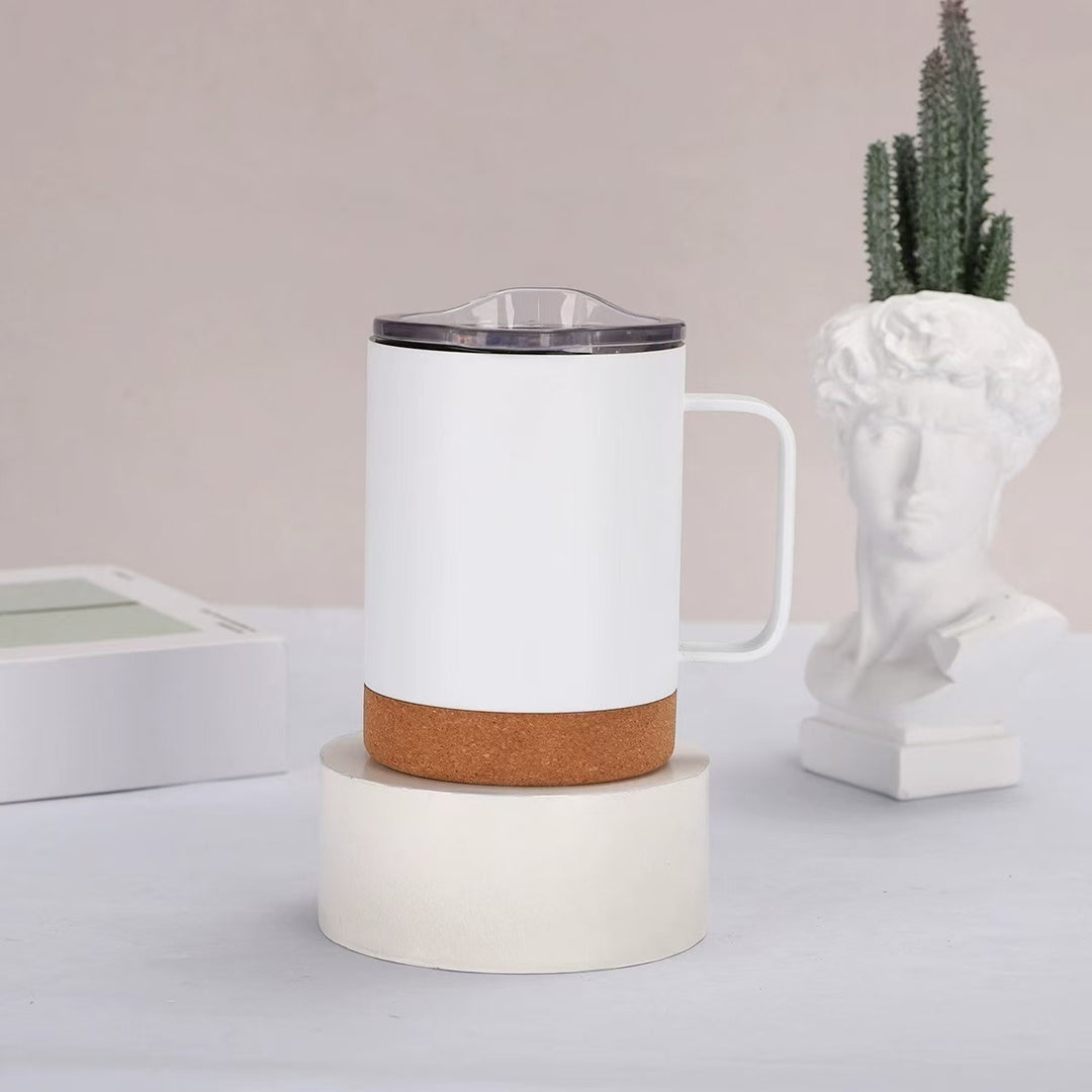 Damen eleganter Kaffeebecher mit Korkboden und durchsichtigen Deckel Karnz
