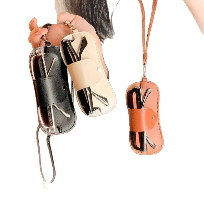 Leder Brilleetui mit verstellbarem Gurt Karnz